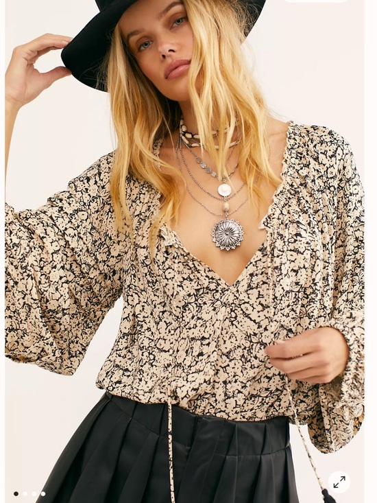 Free People Tops - Free People All Tucks Printed Bodysuit XS NWT